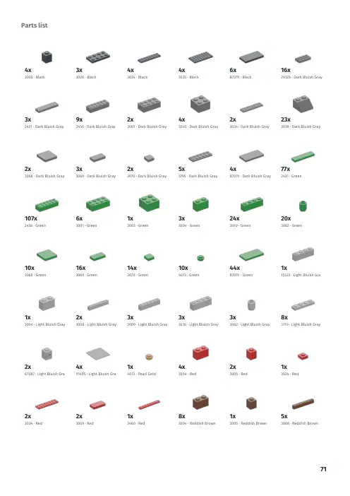 Booklet page 71: Parts list