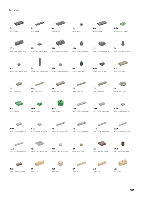 Booklet page 107: Parts list