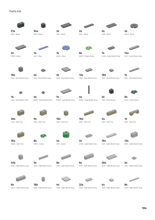 Booklet page 104: Parts list